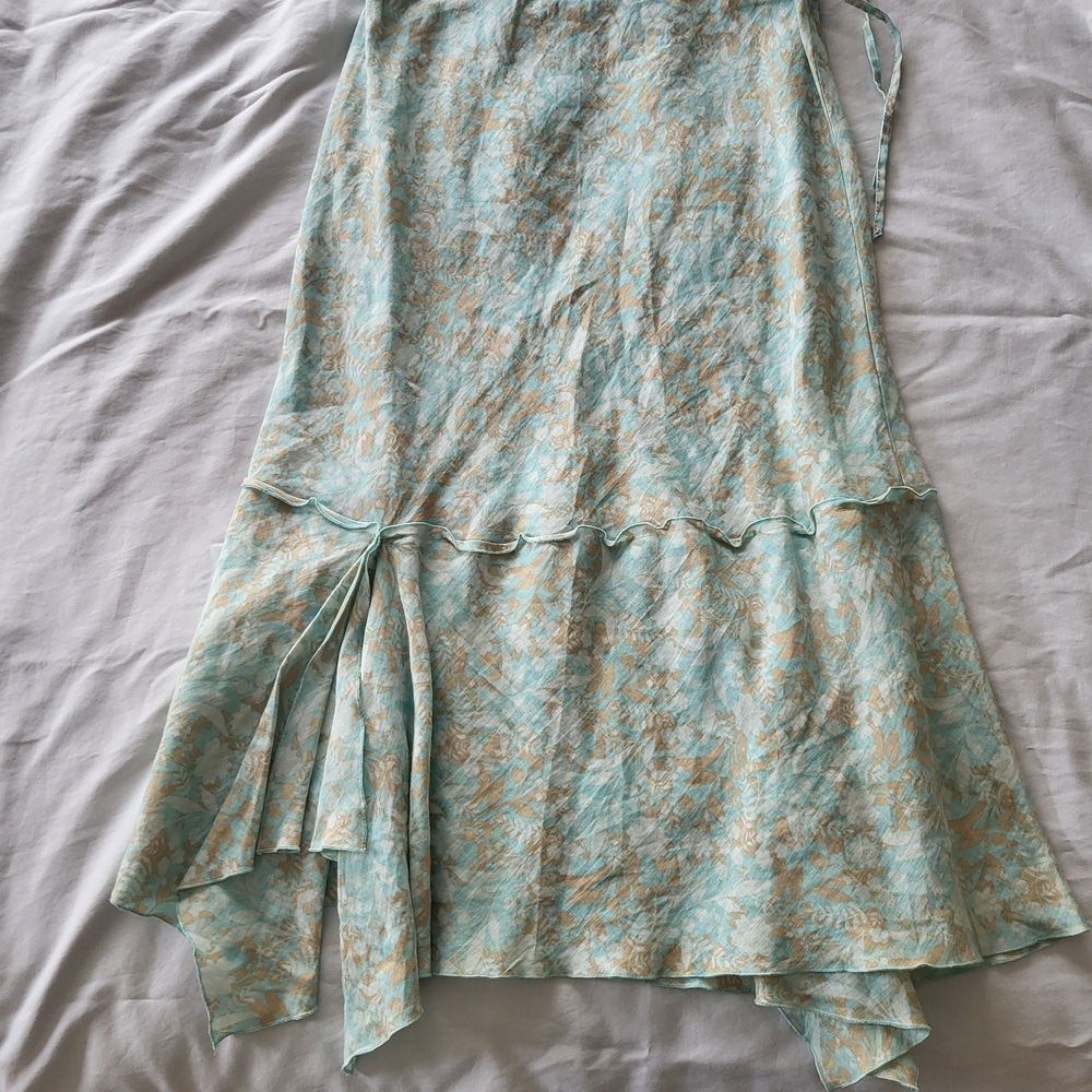 Sisley Asymmetrical Skirt in Light Blue and Tan